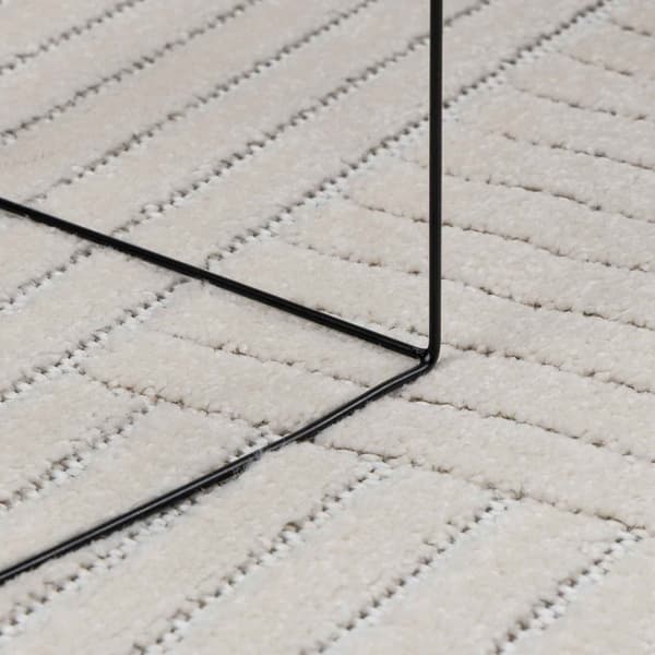 Områdesmattor Rund PALMERAS Kräm Ø 120 CM Polyester