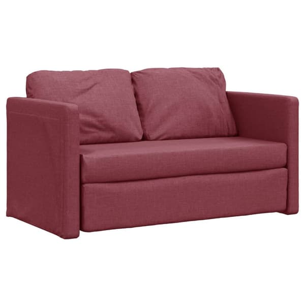 Golvbäddsoffa 2-i-1 vinröd 112x174x55 cm tyg