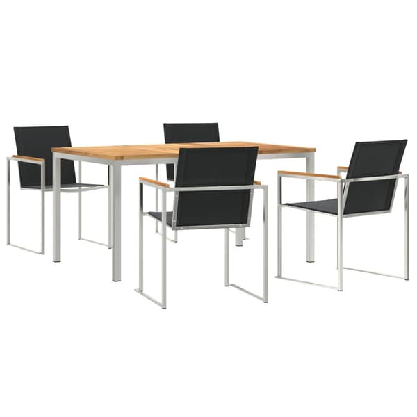 Trädgårdsmöbelset 5 pcs Brun Massivt teakträ