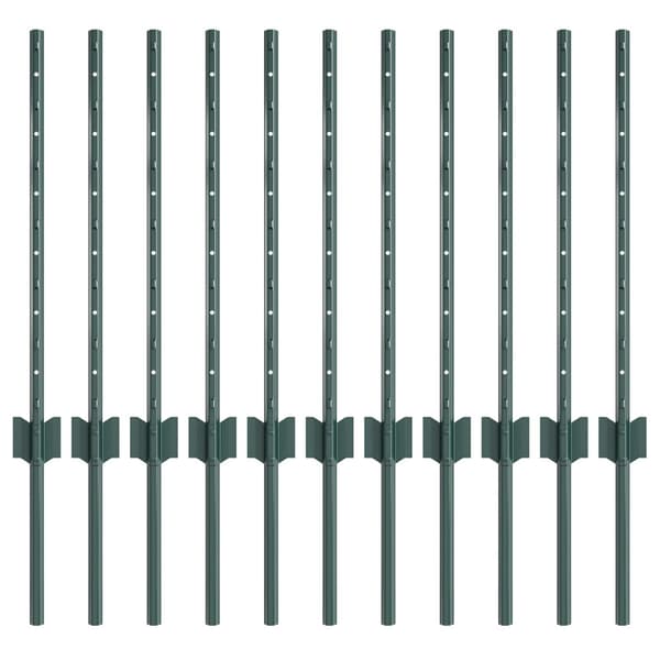 Stängselstolpe 11 pcs Grön 100 cm Stål