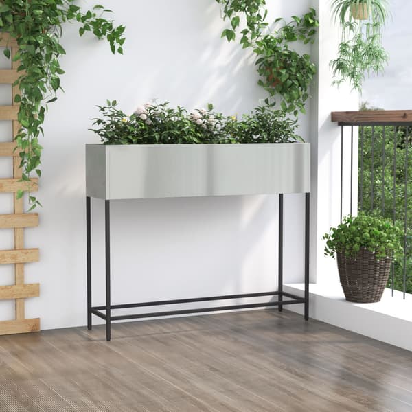Höjdträdgårdsplanterare Silver 100 x 26 x 82 cm