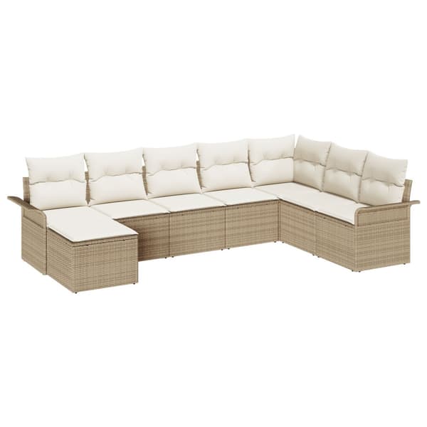 Trädgårdsoffset med kudde 8 pcs Beige konstrotting