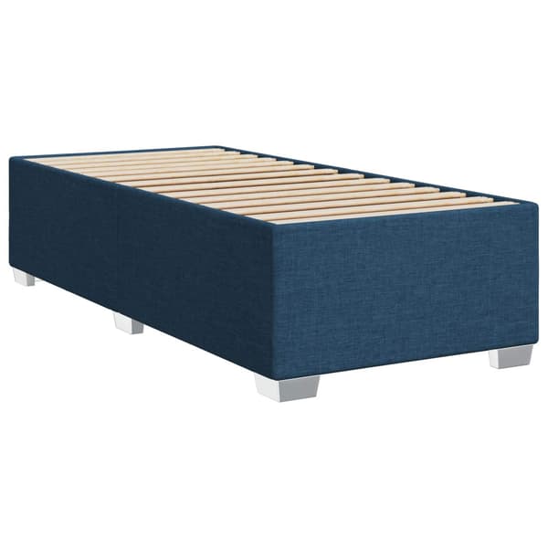 Boxspring säng med madrass och LED Blå 90 x 200 cm Tyg