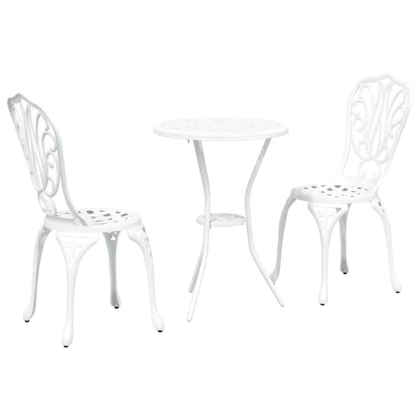 Trädgårds Bistro Set 3 pcs Vit Aluminium