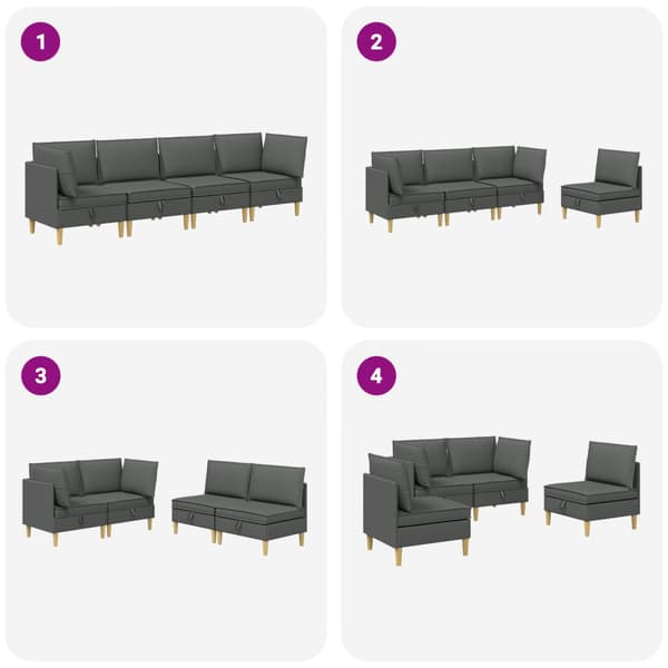 Möbelset för vardagsrummet med kudde 4 pcs Mörkgrå Tyg
