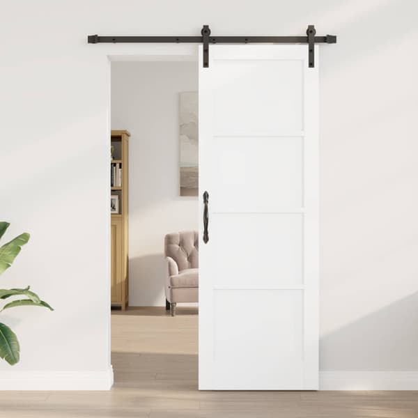 Skjutdörr 73,5 x 211 cm Konstruerat trä Vit och svart