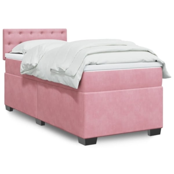 Ramsäng med madrass rosa 80x200 cm sammet