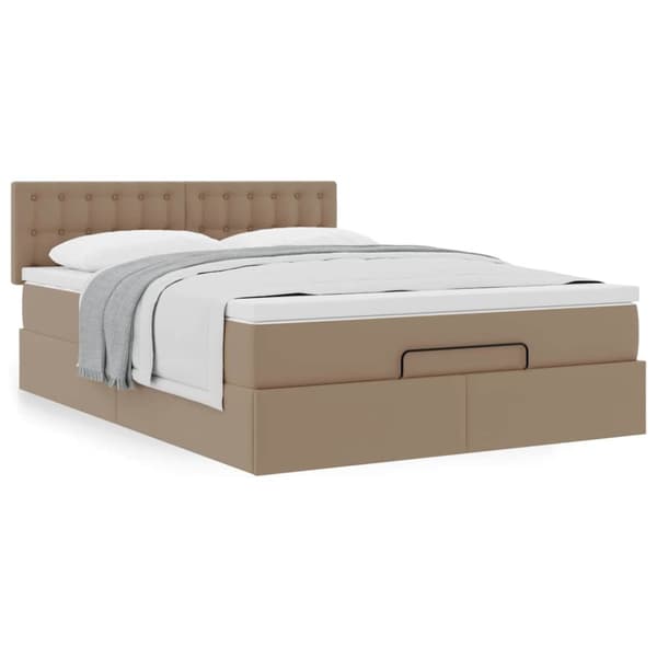 Ottoman sängram med madrass cappuccino 140x190 cm konstläder