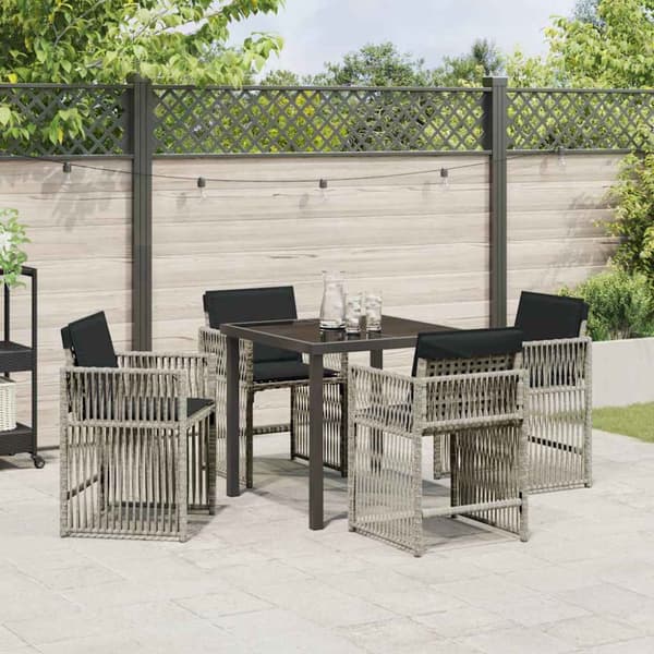 Trädgårdsmöbelset 5 pcs Ljusgrå konstrotting