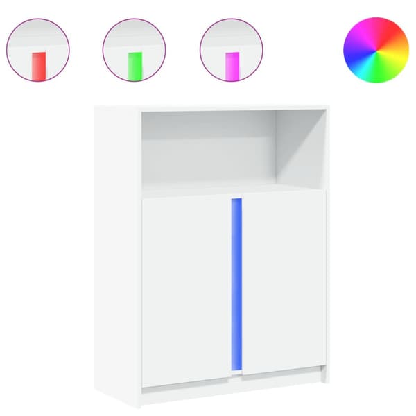 Skänk med LED vit 77x34x100 cm konstruerat trä