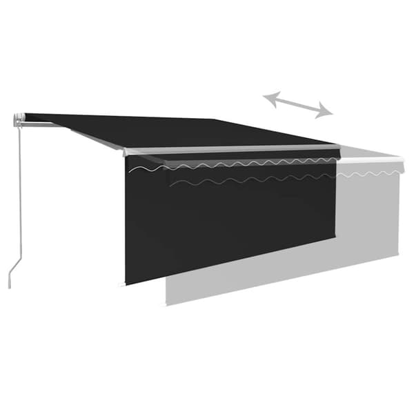 Manuell infällbar markis med rullgardin&LED 3,5x2,5m antracit