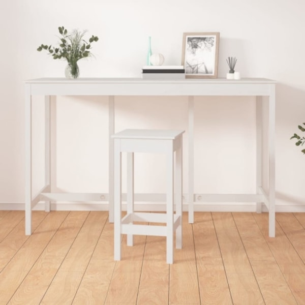 Barbord vit 180x80x110cm massiv furu