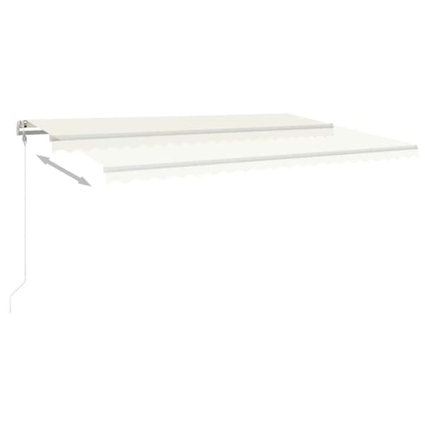 Automatisk markis med vindsensor & LED 500x350 cm gräddvit