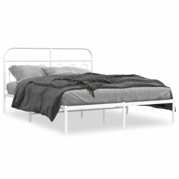 Sängram med huvudgavel metall vit 135x190 cm