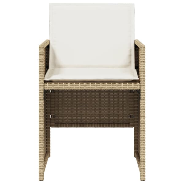 Trädgårdsstolar med dynor 4 st beige konstrotting