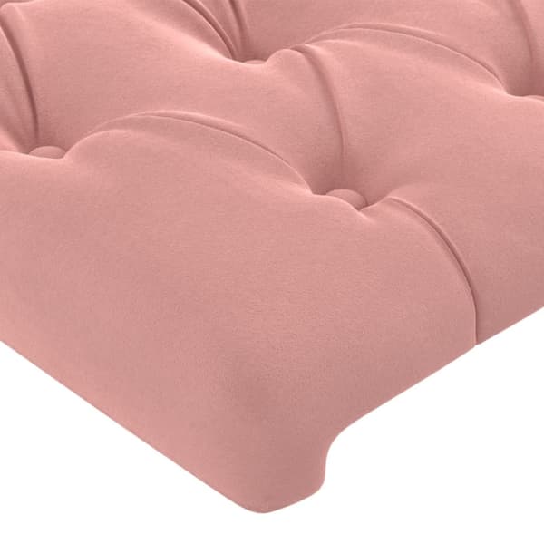 Sänggavel LED rosa 163x16x118/128 cm sammet