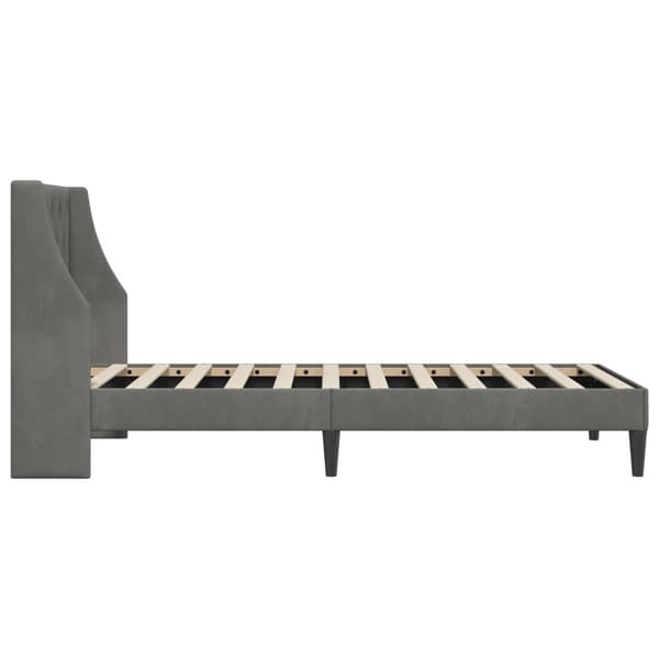 Sängram med huvudgavel Mörkgrå 100 x 190 cm Sammet