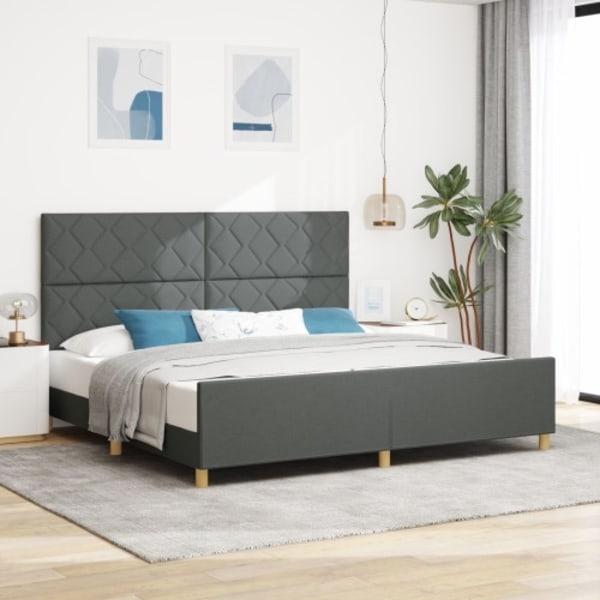 Sängram Grå 200x200 cm Tyg