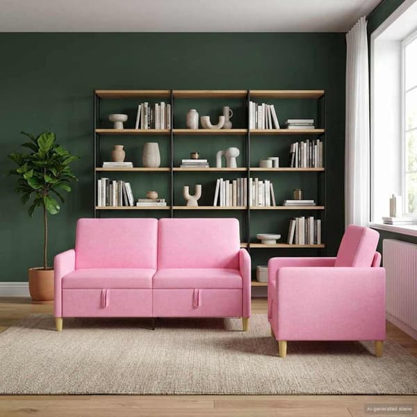 Soffgrupp med förvaring 2 pcs Rosa Polyester