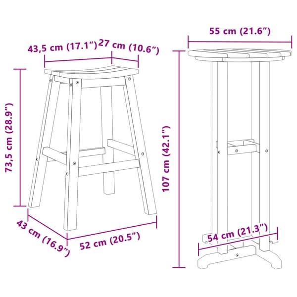 Trädgårds Bar Set 3 pcs Svart HDPE