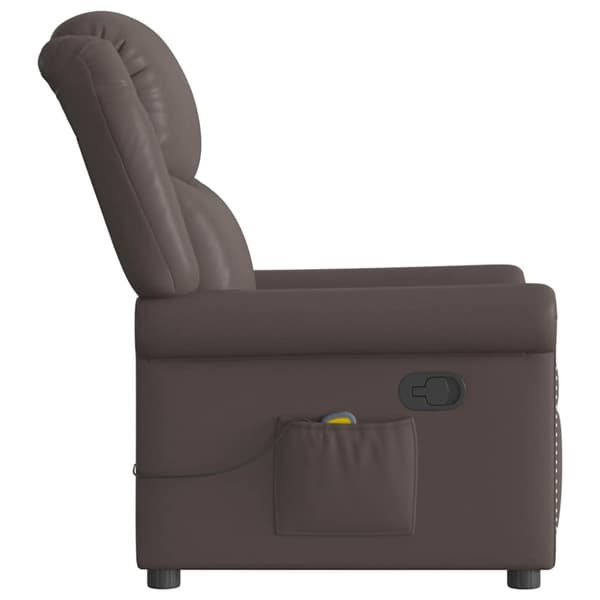 Massagefåtölj brun glansig konstläder