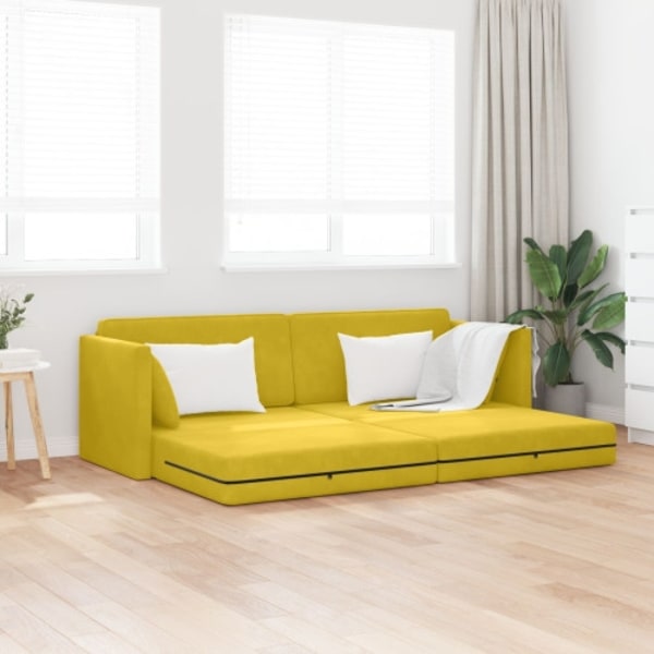 Golvsängsoffa 2-i-1 Gul 213x144x60 cm Sammet