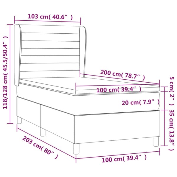 Ramsäng med madrass ljusgrå 100x200 cm tyg