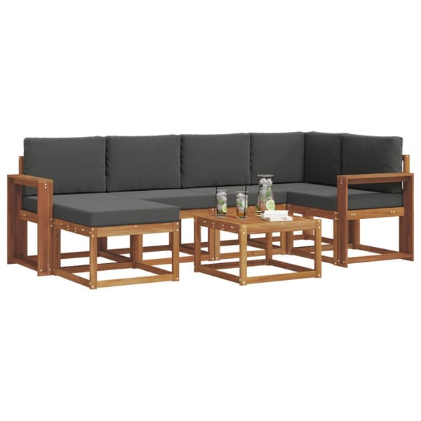 Utomhussoffset med kudde 7 pcs Naturlig och Antracit