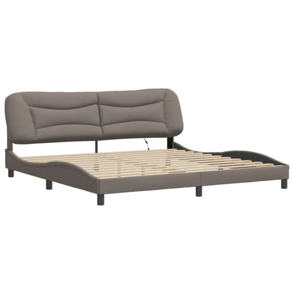Bed Frame with LED without Mattress "Hvar" Taupe 200x200 cm Fabric