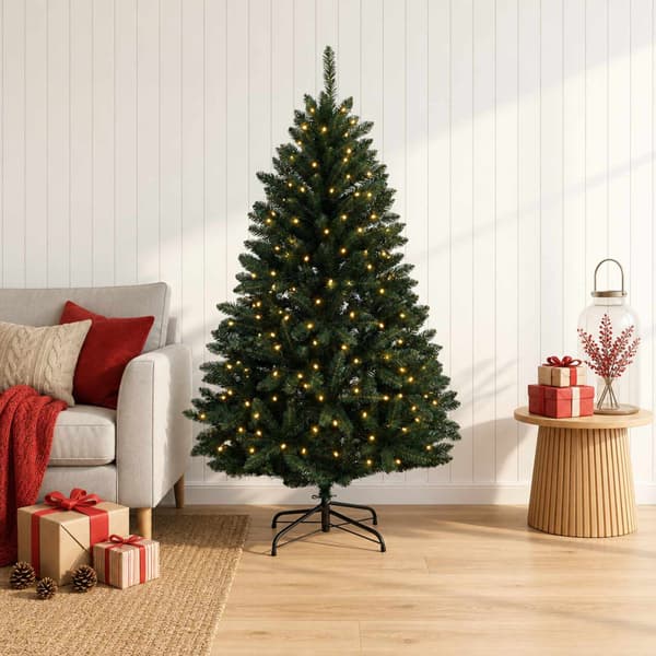 Plast Hingad Julgran 120 cm 150 LED-lampor Varmvit PVC Mörkgrön