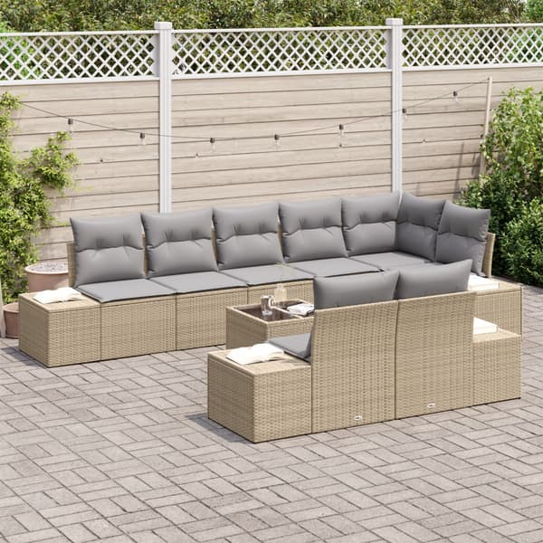 Trädgårdsoffset med lagring Beige och Ljusgrå Poly rattan