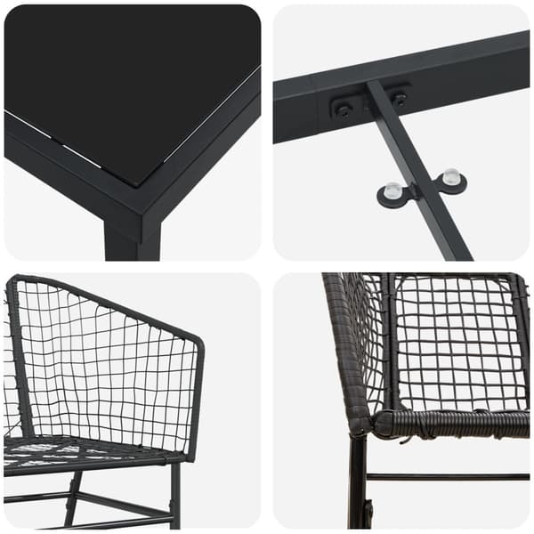 Trädgårdsmöbelset 3 pcs Svart konstrotting