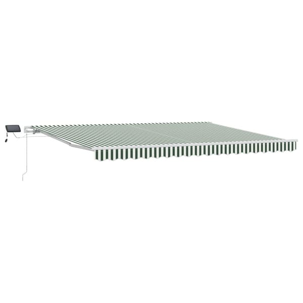 Utfällbar markis Grön och Vit 450 × 300 cm Tyger och Stål