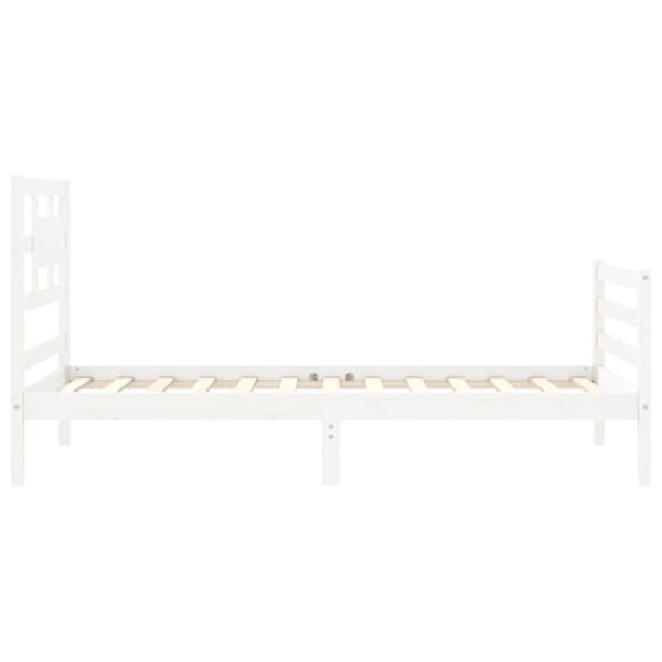 Sängram med huvudgavel vit 90x200 cm massivt trä