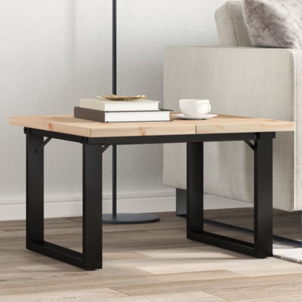 Soffbord O-ram 60x60x40,5 cm massiv furu och stål