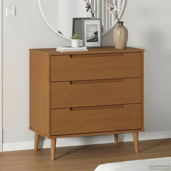 Kommode MOLDE Karamell 80 x 40 x 80 cm Massiv furu