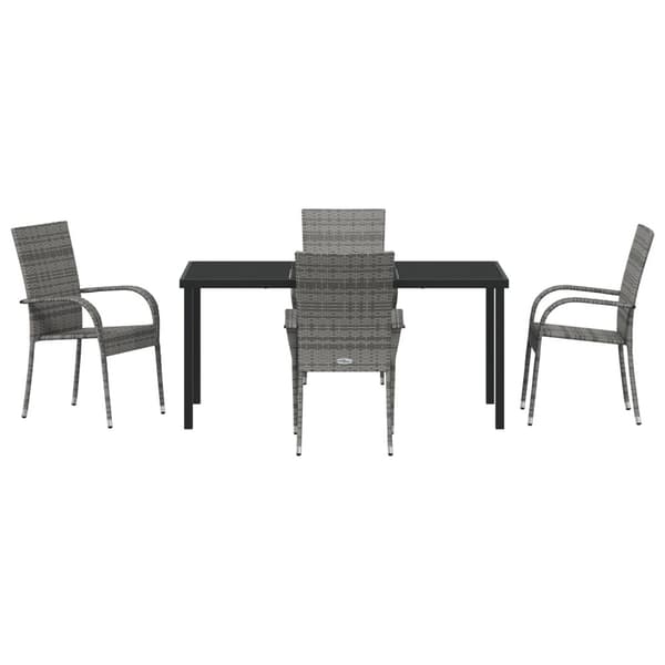 Trädgårdsmöbelset 5 pcs Grå Pulverlackerat stål