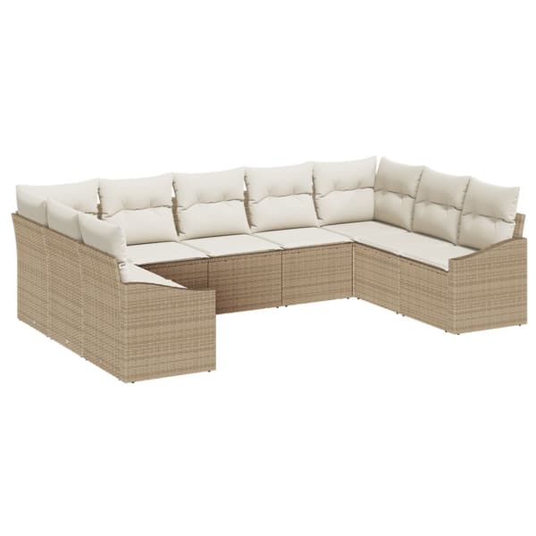 Trädgårdsoffset 9 pcs Beige och gräddfärgad konstrotting