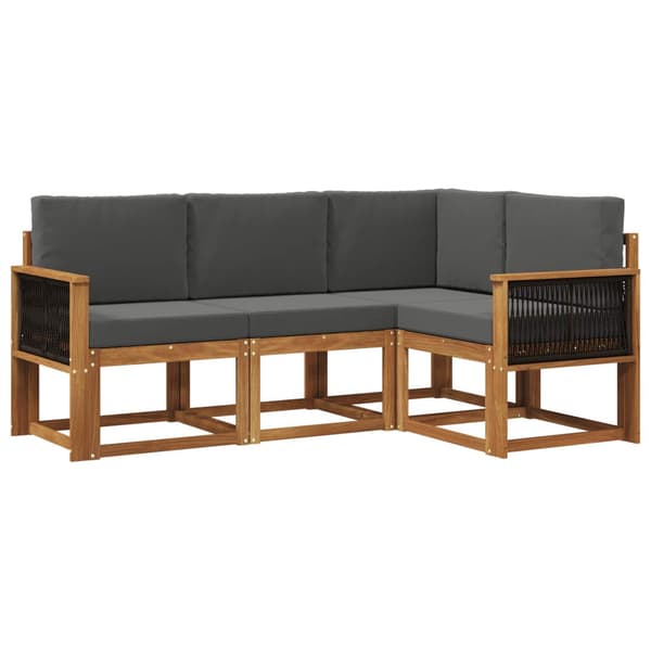Utomhussoffset med kudde 4 pcs Naturlig och Antracit Polyester