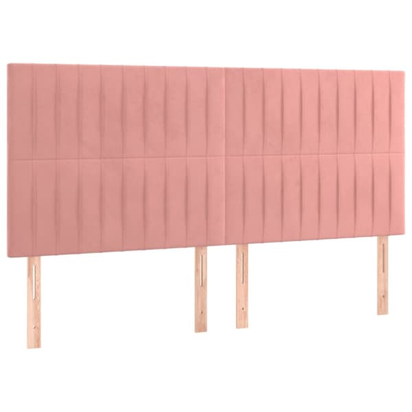 Sänggavel rosa 180x5x118/128 cm sammet