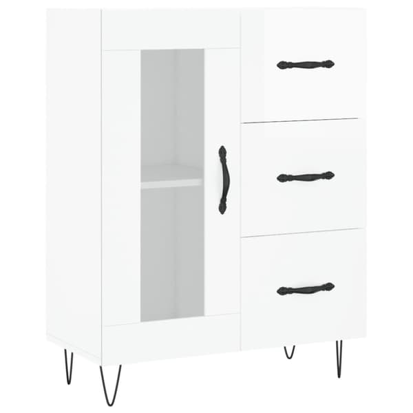 Skänk vit högglans 69,5x34x90 cm konstruerat trä