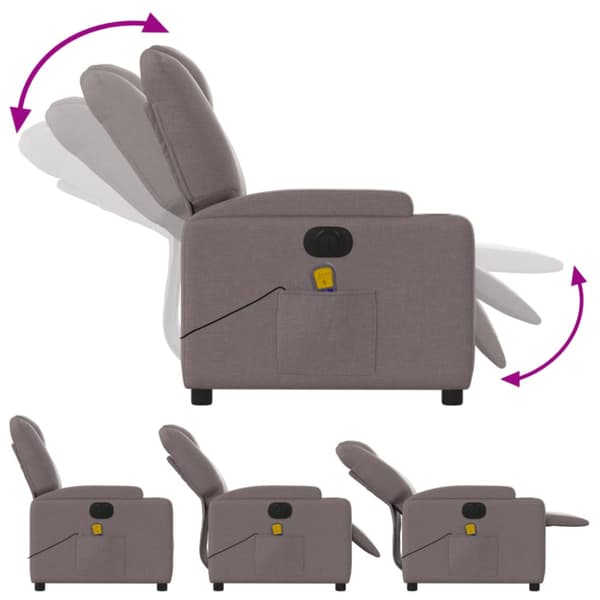 Elektrisk massagefåtölj taupe tyg