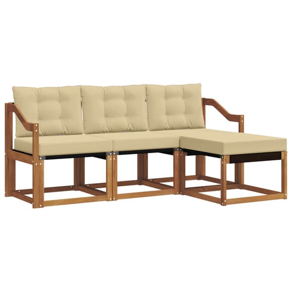 Utomhussoffset med kudde 4 pcs Naturlig och Beige