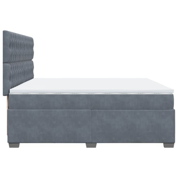 Ramsäng med madrass mörkgrå 200x200 cm sammet