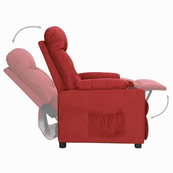 Reclinerfåtölj vinröd tyg