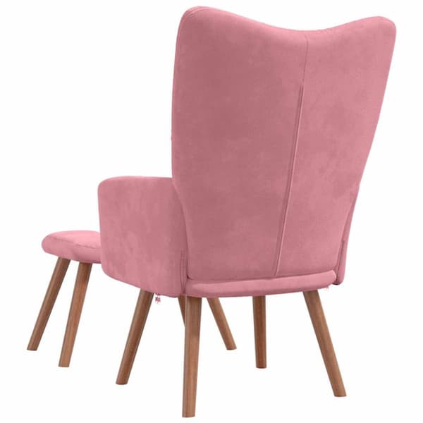 Vilstol med fotpall rosa sammet