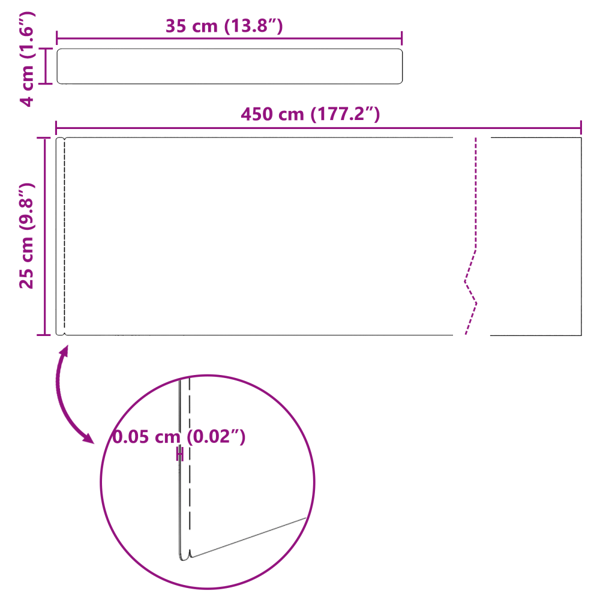 Kant för gräsmatta 4 pcs Rostig 450 x 0,05 x 25 cm