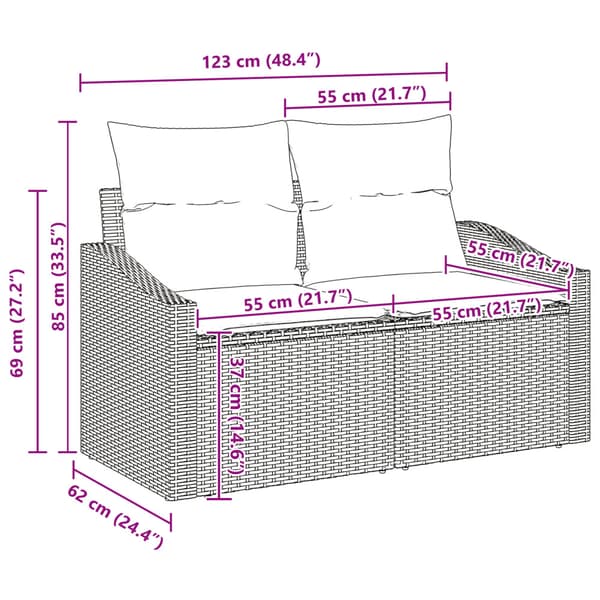 Trädgårdsoffset med kudde med lagring 8 pcs Svart Poly rattan