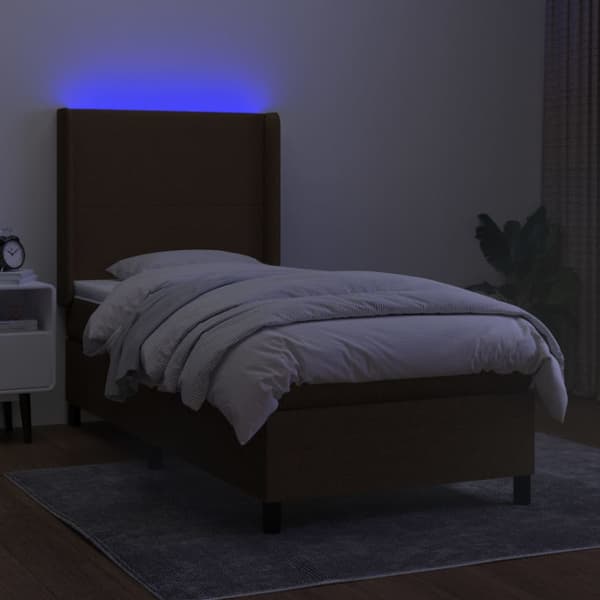 LED Box Säng med huvudgavel tyg
