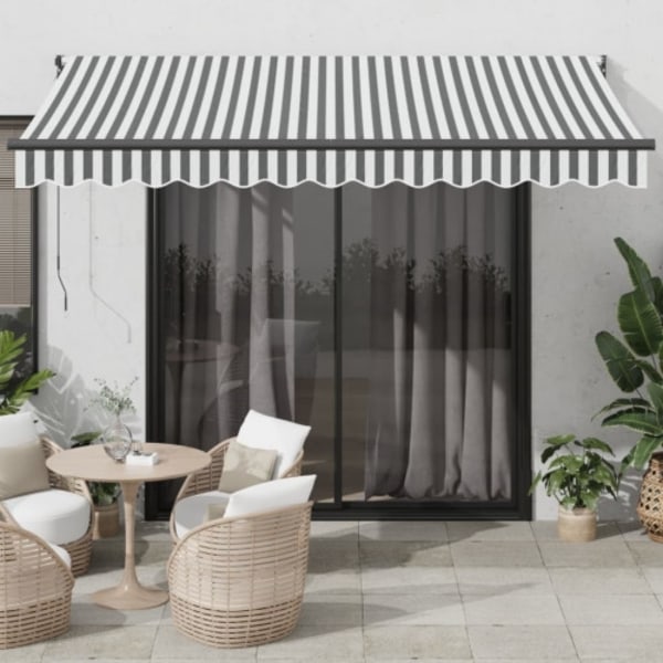 Markis infällbar antracit och vit 3,5x2,5 m tyg&aluminium